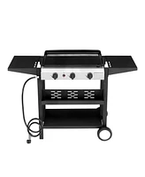 Slickblue 3-Burner Flat Top Gas Griddle Cooking Station with Ceramic Coated Cast Iron Pan