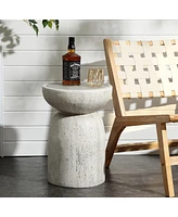 LuxenHome Rustic Off White and Gray Round -Inch Tall MgO Side Table