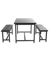 gaomon Dining Table Set for 4, Kitchen Table with 2 Upholstered Benches, 3 Piece Dining Room Table Set