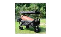 Slickblue Collapsible Heavy-Duty Folding Wagon Cart with Removable Canopy for Easy Transport and Outdoor Use