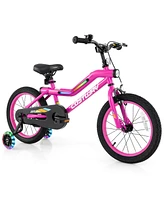 Costway 16" Led Lighted Kids Bike with Adjustable Seat Coaster Brake Training Wheels