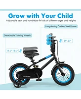 Costway 12" Kids Bike with Adjustable Saddle Handlebar Removable Training Wheels Handbrake