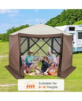 Costway 11.5 X 11.5 Ft Pop-up Gazebo Tent with Mesh Netting Walls 2 Removable Privacy Wind Cloths