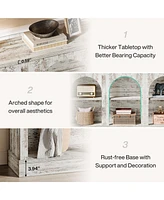 Tribesigns Farmhouse Console Table, 63-Inch Long Entryway Table with 3 Tier Storage, Wooden Rectangular Sofa Behind The Couch for Entrance, Hall