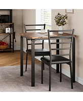 gaomon 3 Piece Dining Table Set for 2 Metal Frame Wood Kitchen Table and 2 Chairs Small Dining Furniture Set for Small Space Apartment Dining Room