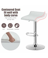 Gymax Set of 4 Swivel Bar Stool Pu Leather Adjustable Kitchen Counter Bar Chair White