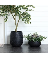 LuxenHome Black Beehive Pattern 17.5-Inch Round Planter