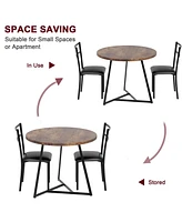 gaomon Dining Table Set for 2, Round Kitchen Table and Upholstered Chairs for 2, 3 Piece Dining Room Table Set, Kitchen Table Set for Small Space, Apa