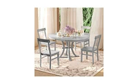 Slickblue 5-Piece Rustic Round Pedestal Extendable Dining Table Set for Stylish and Versatile Spaces