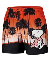 Freeze Max Men's Orange Peanuts Snoopy Walking On The Beach Shorts