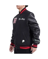 Freeze Max Men's Black Rick And Morty Anatomy Park Full-Zip Varsity Jacket