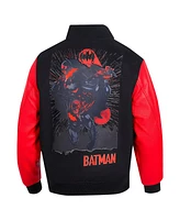 Freeze Max Men's Black/Red Batman Comics Signal Full-Zip Varsity Jacket