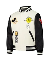 Freeze Max Big Boys and Girls Mickey Mouse Cream/Black Friends Let's Play Full-Zip Varsity Jacket