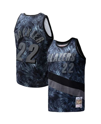 Mitchell & Ness Men's Clyde Drexler Black Portland Trail Blazers Hardwood Classics 1991/92 Tie-Dye Swingman Jersey