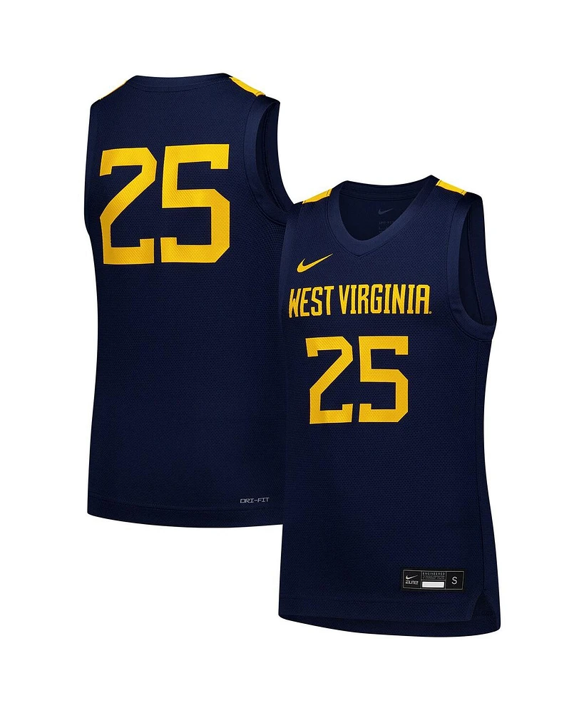 Nike Big Boys and Girls 25 Navy West Virginia Mountaineers Replica Basketball Jersey