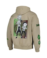 Freeze Max Men's Tan Rick And Morty '90s Rave Dropped Shoulder Pullover Hoodie