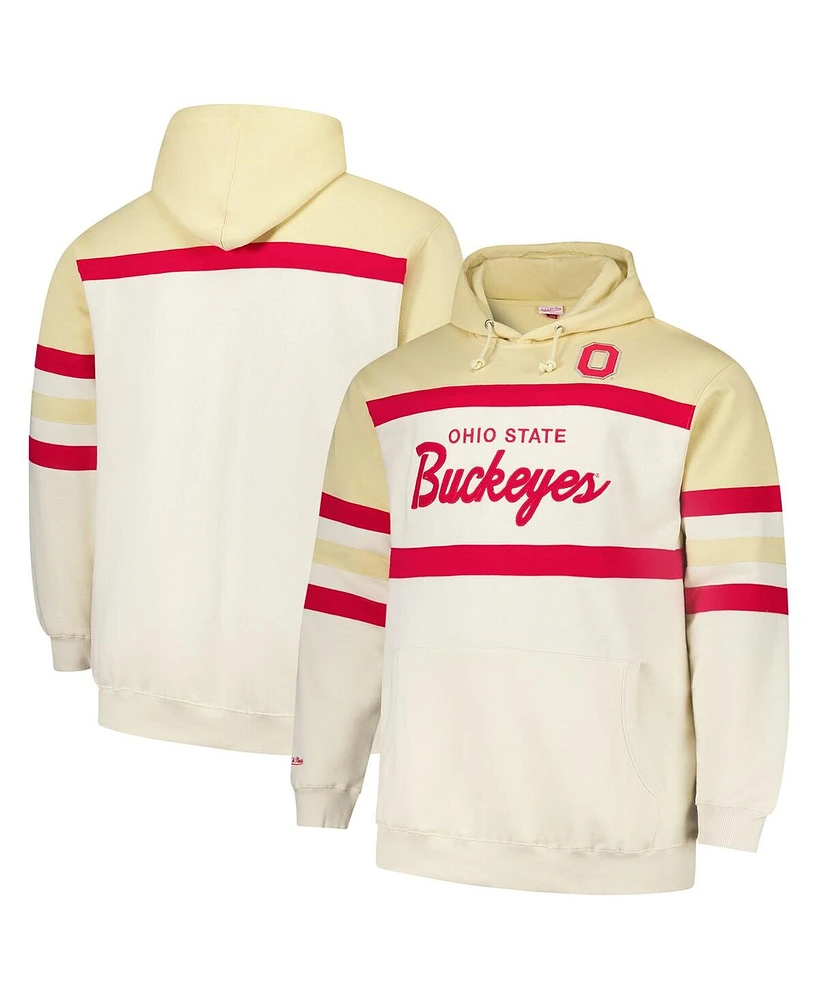 Mitchell & Ness Men's Cream Ohio State Buckeyes Big Tall Head Coach Pullover Hoodie