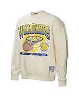 Mitchell & Ness Women's Cream Golden State Warriors Brush Bucket Pullover Sweatshirt