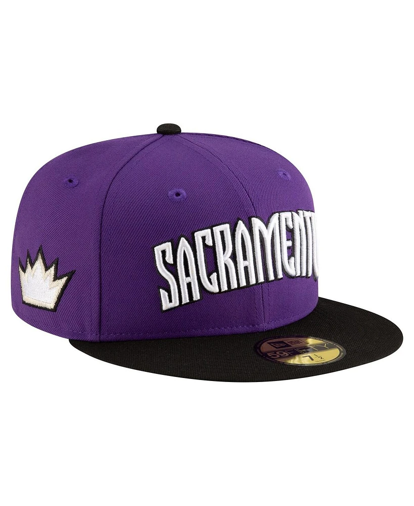 New Era Men's Purple, Black Sacramento Kings 2024/25 Classic Edition Jersey Hook 59FIFTYFitted Hat