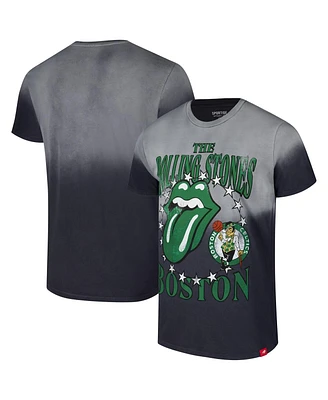 Sportiqe Men's and Women's Gray Rolling Stones x Boston Celtics Bingham Collab T-Shirt