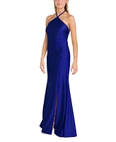 Morgan & Company Juniors' Halter Sleeveless Satin Gown