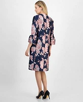 Kasper Womens Floral Print Jacquard Sheath Dress Jacket