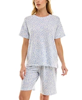 Roudelain Women's Printed Butter-Knit Bermuda Pajama Set
