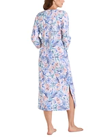 Miss Elaine Women's Long-Sleeve Printed Long Zip Robe