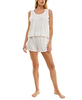 Roudelain Women's Ruffled Pointelle Short Pajama Set