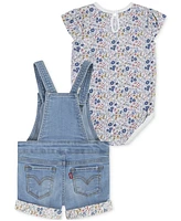 Levi's Baby Girls 2-Pc. Rolled Cuff Shortall & Bodysuit Set
