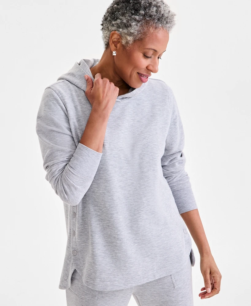 Style & Co Women's Side-Snap Fleece Hoodie, Exclusively at Macy's