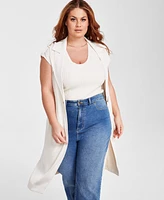 Nina Parker Plus Clasp-Front Duster Vest