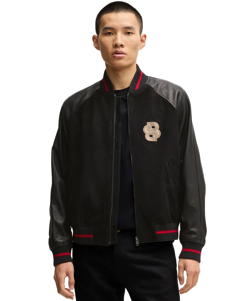 Boss X Creation of The Gods Men's Leather Varsity Jacket