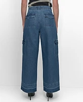 Dkny Women's Release-Hem Wide-Leg Cargo Jeans