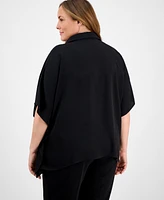 Anne Klein Plus Dolman-Sleeve Vented-Hem Blouse