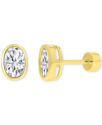 Cubic Zirconia Oval Stud Earrings (1-3/8 ct. t.w.) in 14k Gold-Plated Sterling Silver