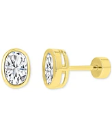 Cubic Zirconia Oval Stud Earrings (1-3/8 ct. t.w.) in 14k Gold-Plated Sterling Silver