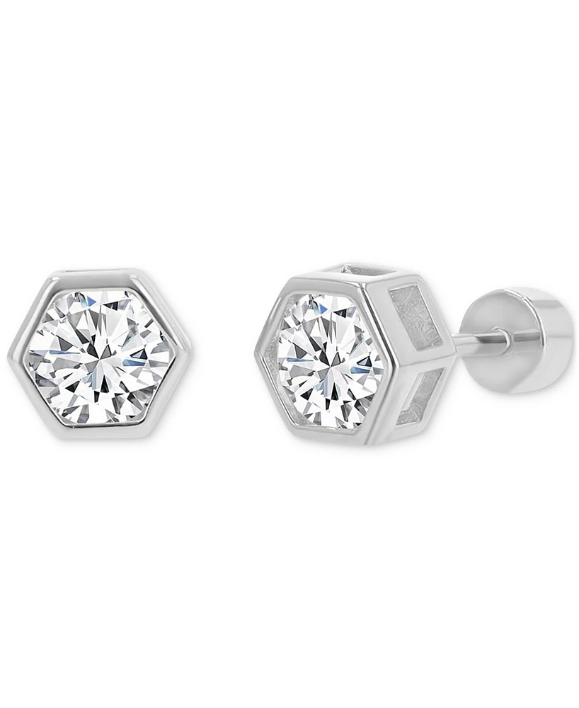 Cubic Zirconia Hexagon Stud Earrings (1-1/4 ct. t.w.) in 14k Gold-Plated Sterling Silver