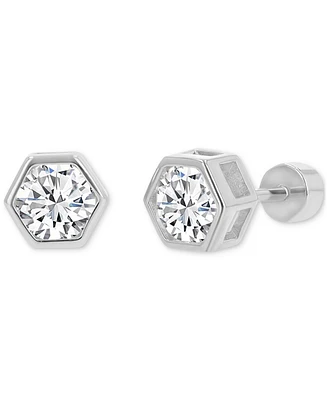 Cubic Zirconia Hexagon Stud Earrings (1-1/4 ct. t.w.) in 14k Gold-Plated Sterling Silver