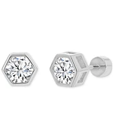 Cubic Zirconia Hexagon Stud Earrings (1-1/4 ct. t.w.) in 14k Gold-Plated Sterling Silver