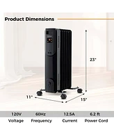 Oil Radiant Heater with Adjustable Thermostat Remote Overheat & Tip-Over Protection