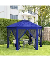 Outsunny 13' x 13' Pop Up Gazebo with 6 Zippe Mesh Netting