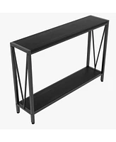 gaomon Side Table Entryway Table 2-Tier Console Table with Storage Narrow Sofa Table with V Design 43" Industrial Console Table for Hallway Entryway L