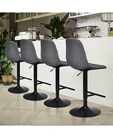 Gymax Set of Adjustable Bar Stools Swivel Counter Height Linen Chairs with Back