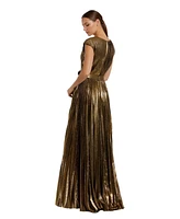 Mac Duggal Women's Pleated Metallic Jersey Gown With Belt