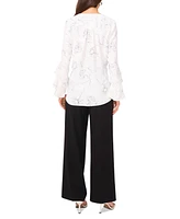 Vince Camuto Women's V-Neck Flutter-Sleeve Top