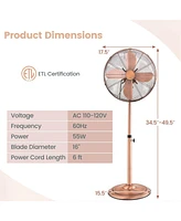 16" Standing Pedestal Fan with 3 Speed Settings Carrying Handle Aluminum Blades
