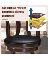 Gymax Set of Swivel Bar stool 24'' Counter Height Leather Padded Dining Kitchen Chair