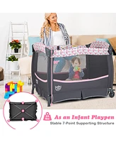 3 in 1 Portable Baby Playard Nursery Center w/ Swing-away Changing Table