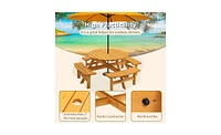 Slickblue 8-Person Wooden Picnic Table for Spacious and Comfortable Outdoor Dining